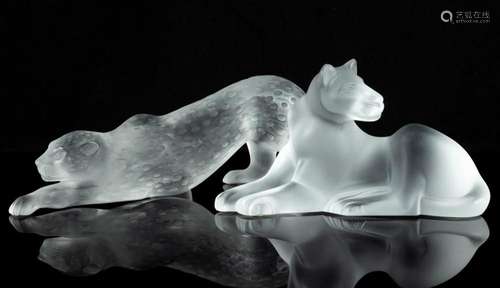 Lalique "Simba" Lioness and "Zelia" Leop...