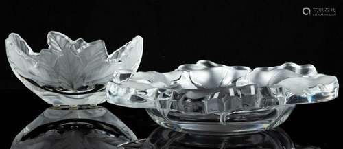 (2) Lalique Leaf Bowls