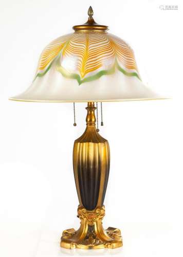 Quezal Pulled Feather Table Lamp