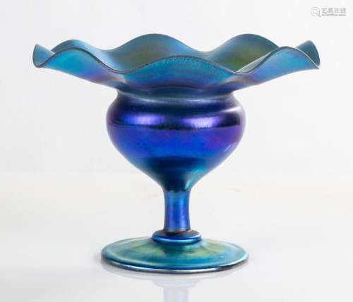 Tiffany Studios Blue Favrile Floriform Vase