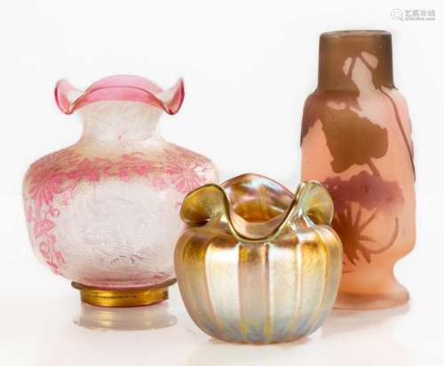 (3) Art Glass Cabinet Vases