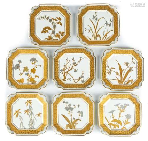 (8) E Brownfield & Son Hand Painted and Enameled Porcela...