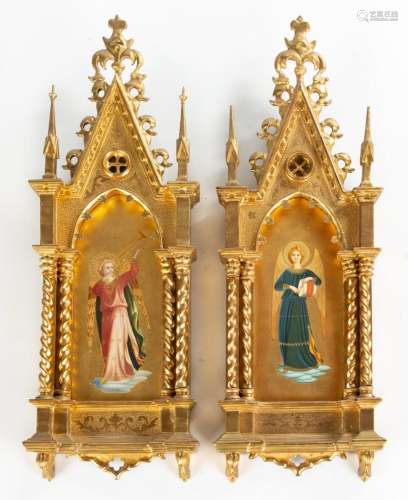 Pair of Florentine Grand Tour Paintings of Angels After Fra ...