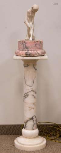 Alabaster Figural Light & Pedestal