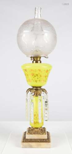 Boston and Sandwich Glass Company Yellow Opaline Oil Lamp
