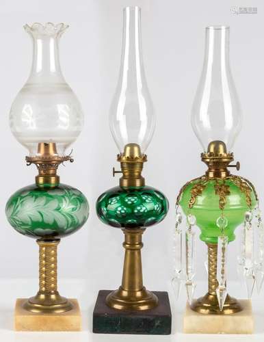 (3) 19th Century Oil Lamps