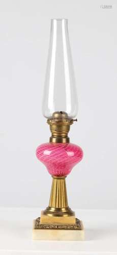 Pink Latticinio Oil Lamp