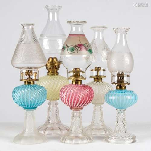 (5) Opalescent Swirl Oil Lamps