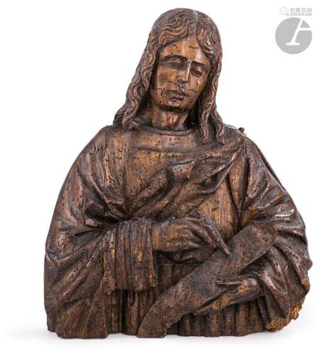 Buste de saint Jean en bois