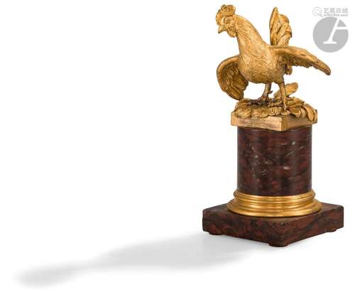 Figure de coq en bronze doré