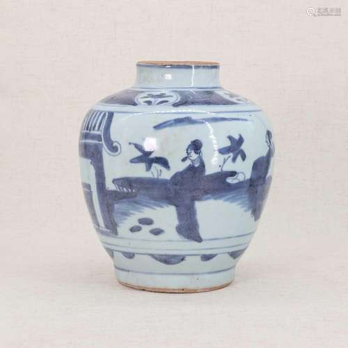 A Chinese blue and white jar,