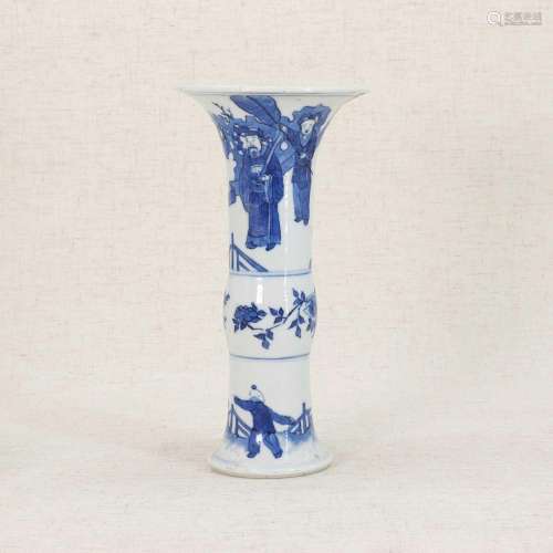 A Chinese blue and white gu vase,