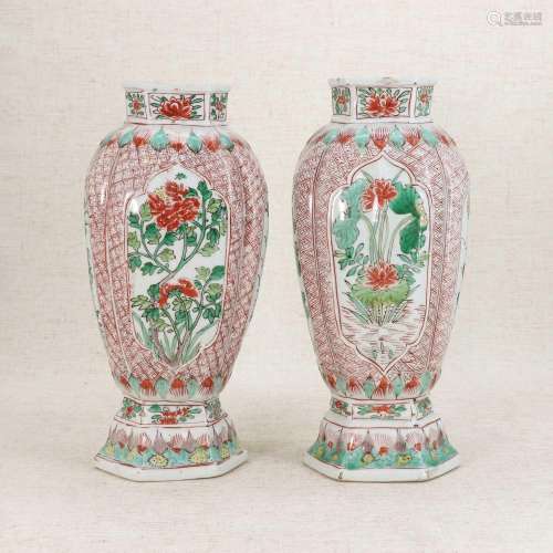 A pair of Chinese wucai vases,