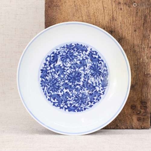 A Chinese blue and white saucer,