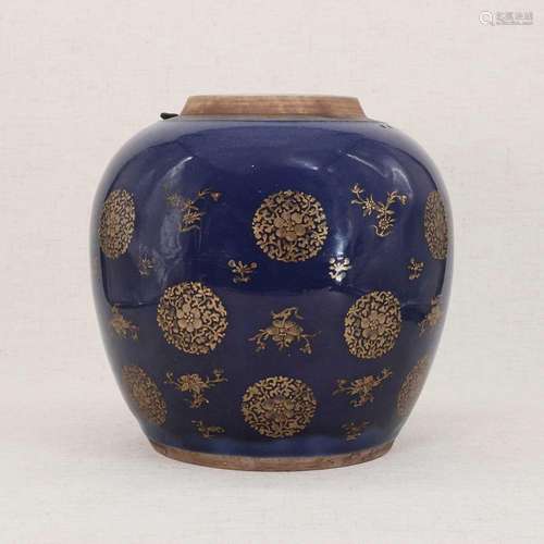 A Chinese powder blue jar,