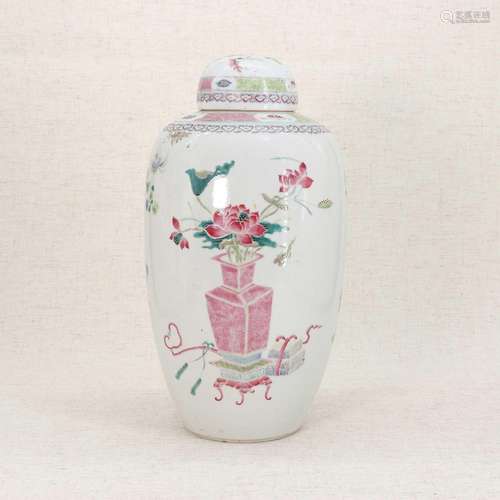 A Chinese famille rose vase and cover,