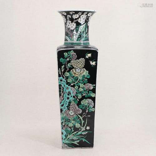 A Chinese famille noire vase,