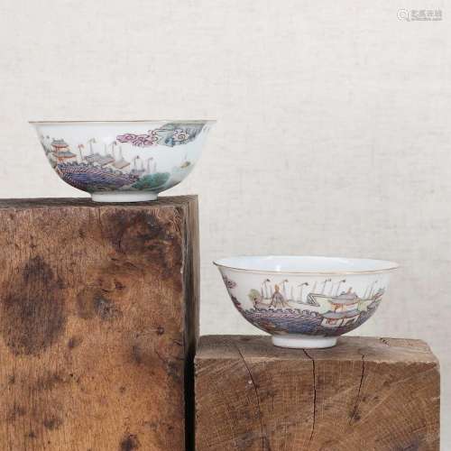 A pair of Chinese famille rose bowls,