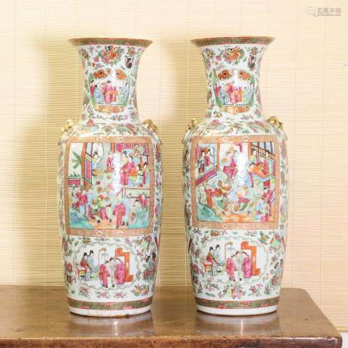 A pair of Chinese Canton famille rose vases,