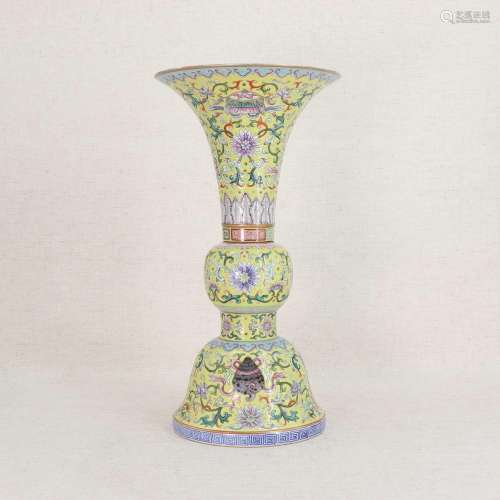 A Chinese famille rose gu vase,