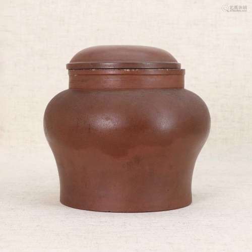 A Yixing stoneware jar and associated cover,