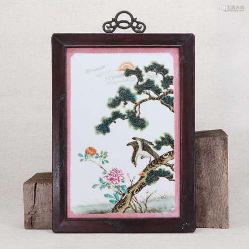 A Chinese famille rose porcelain panel,