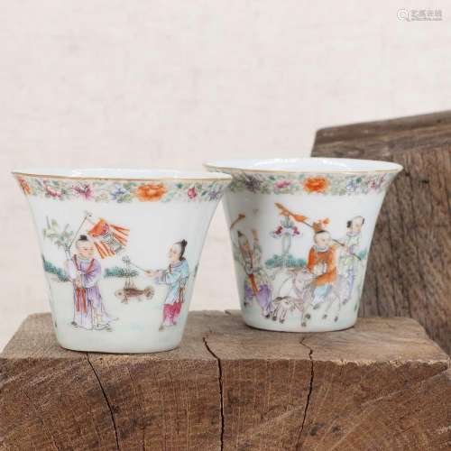 A pair of Chinese famille rose cups,