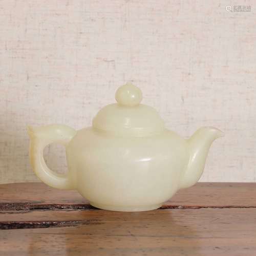 A Chinese jade teapot and cover,