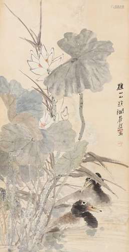 Two Chinese gouache paintings,