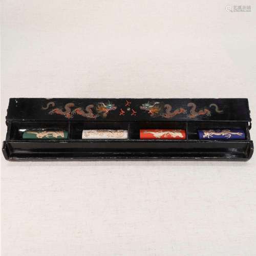 A Chinese lacquered wood writing box,