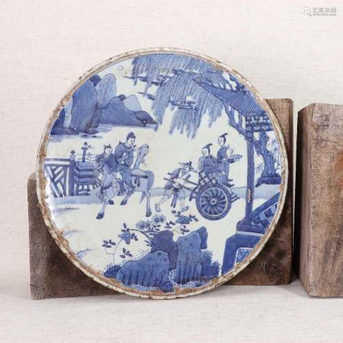 A Chinese blue and white plaque,