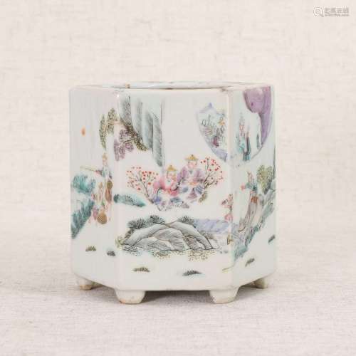 A Chinese famille rose brush pot,