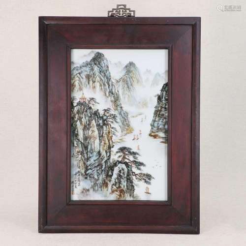 A Chinese polychrome-enamelled porcelain plaque,