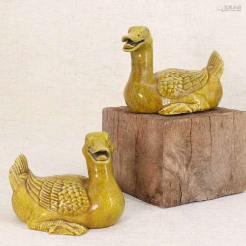 A pair of Chinese porcelain ducks,