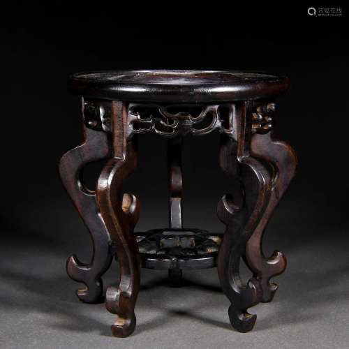 A Chinese Carved Rosewood Stand