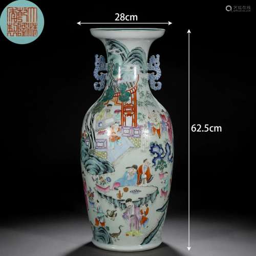 A Chinese Famille Rose and Gilt Figural Story Vase