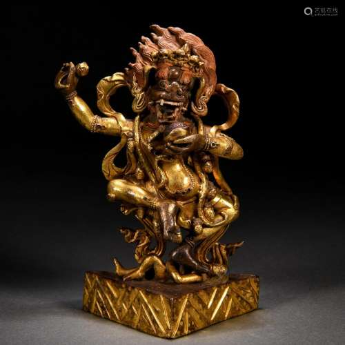 A Tibetan Bronze-gilt Simhavaktra Dakini