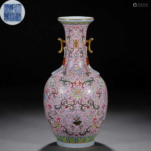 A Chinese Famille Rose and Gilt Florette Vase