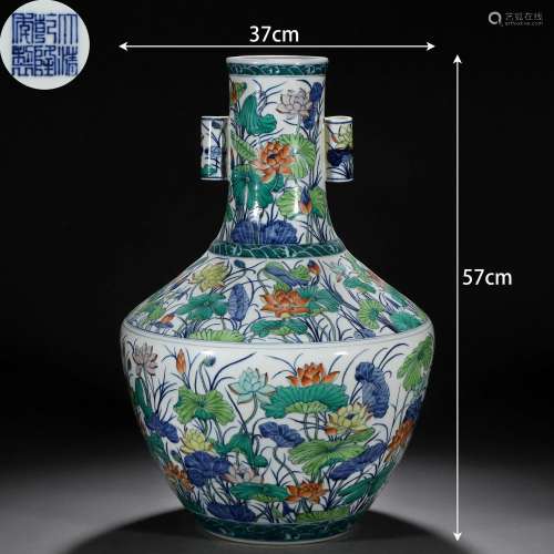 A Chinese Doucai Glaze Lotus Pond Vase