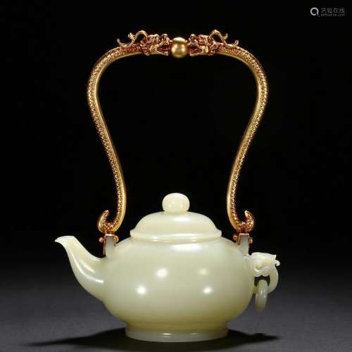 A Chinese Carved Jade Teapot