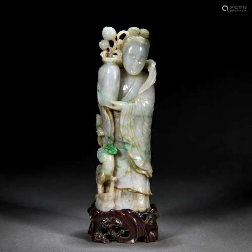 A Chinese Carved Jadeite Standing Immortal