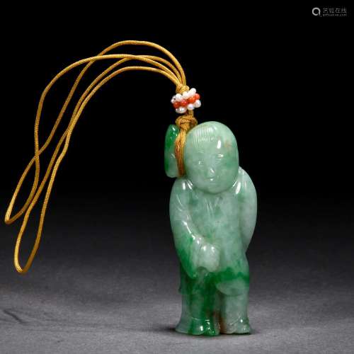 A Chinese Carved Jadeite Standing Figure