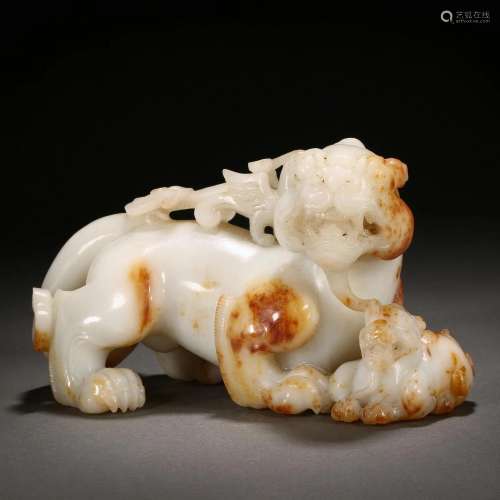 A Chinese Carved Jade Mythical Beast