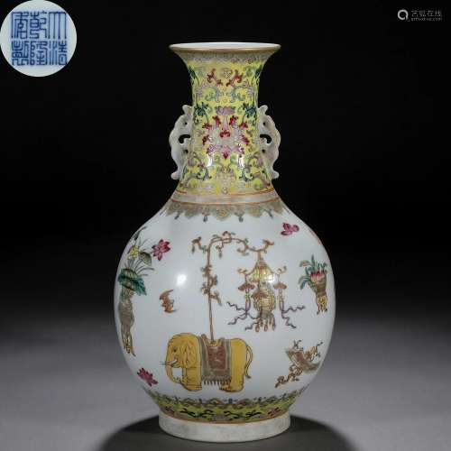 A Chinese Falangcai Longevity Vase