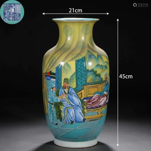 A Chinese Famille Rose Figural Story Lantern Vase