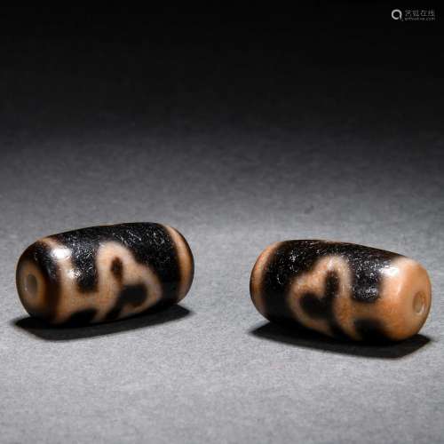 Pair Agate Made Dzi Beads