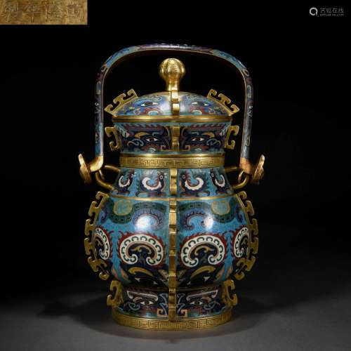 A Chinese Chinese Archaic Cloisonne Enamel Wine Vessel You