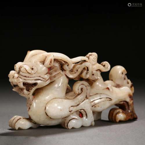 A Chinese Carved Jade Beast