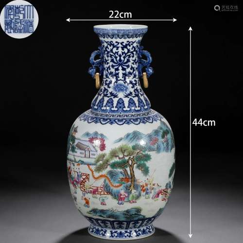 A Chinese Famille Rose Hundred Kids Vase