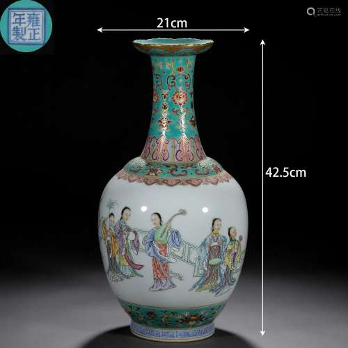 A Chinese Falangcai and Gilt Figural Story Vase